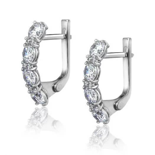 Срібні сережки з цирконієм Віночок щастя