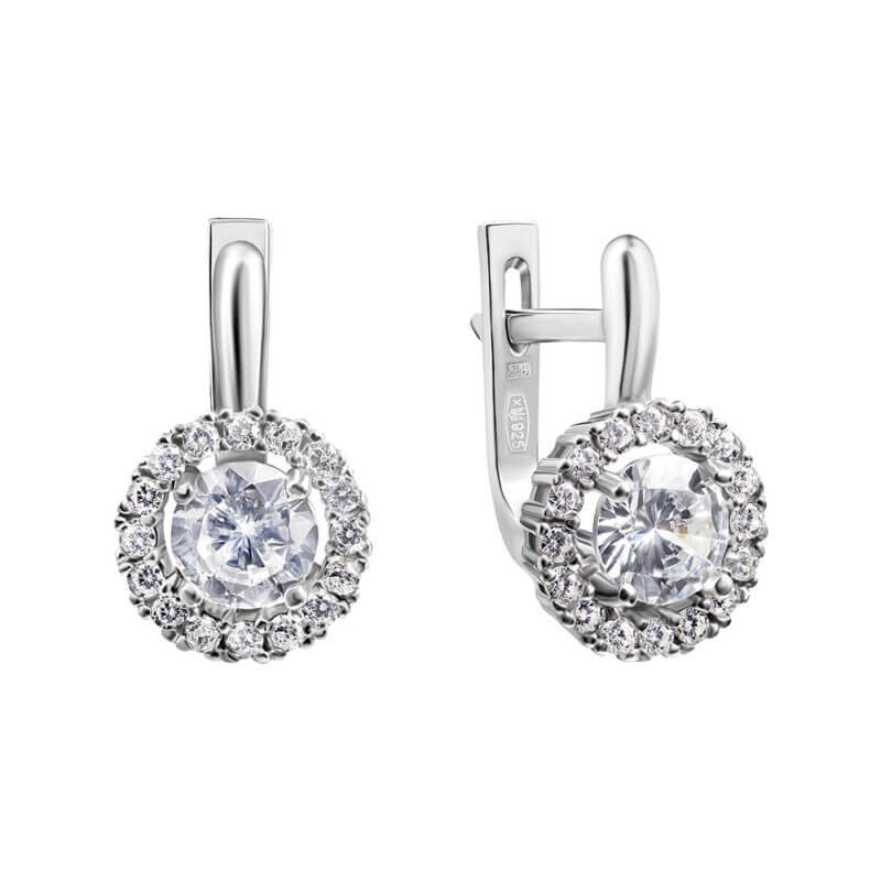 Круглі срібні сережки з камінням