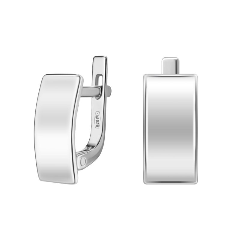 Прямокутні срібні сережки без камінців