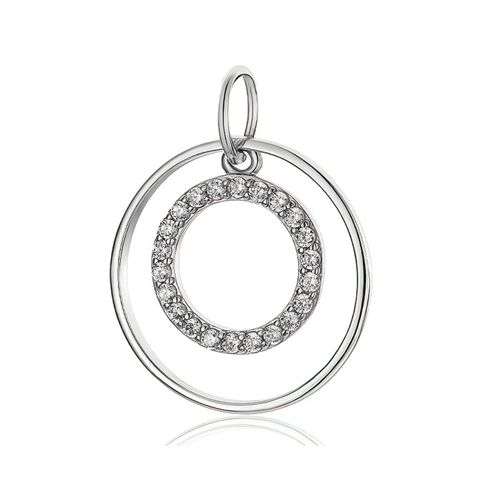 Подвійна кругла срібна підвіска у геометричному стилі