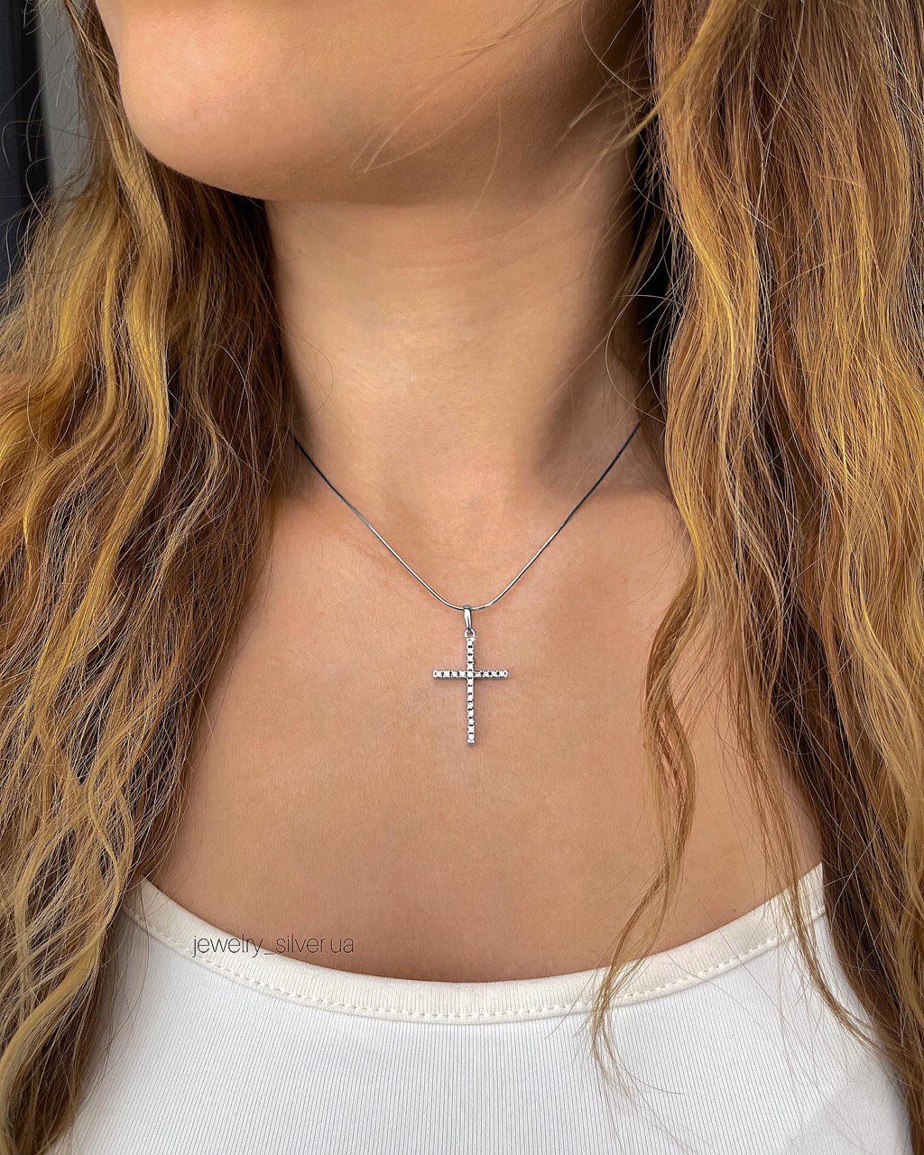 Срібний двосторонній хрестик - Зображення 3