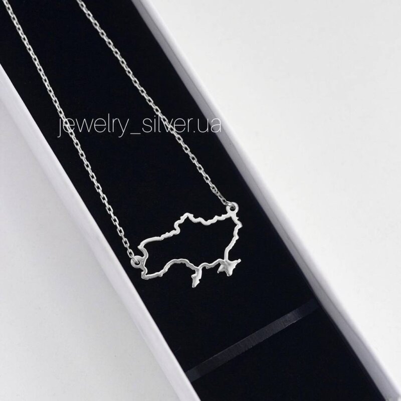 Срібне кольє Україна на вкороченому ланцюжку