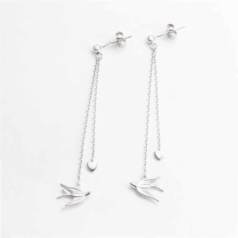 Срібні сережки Ластівка