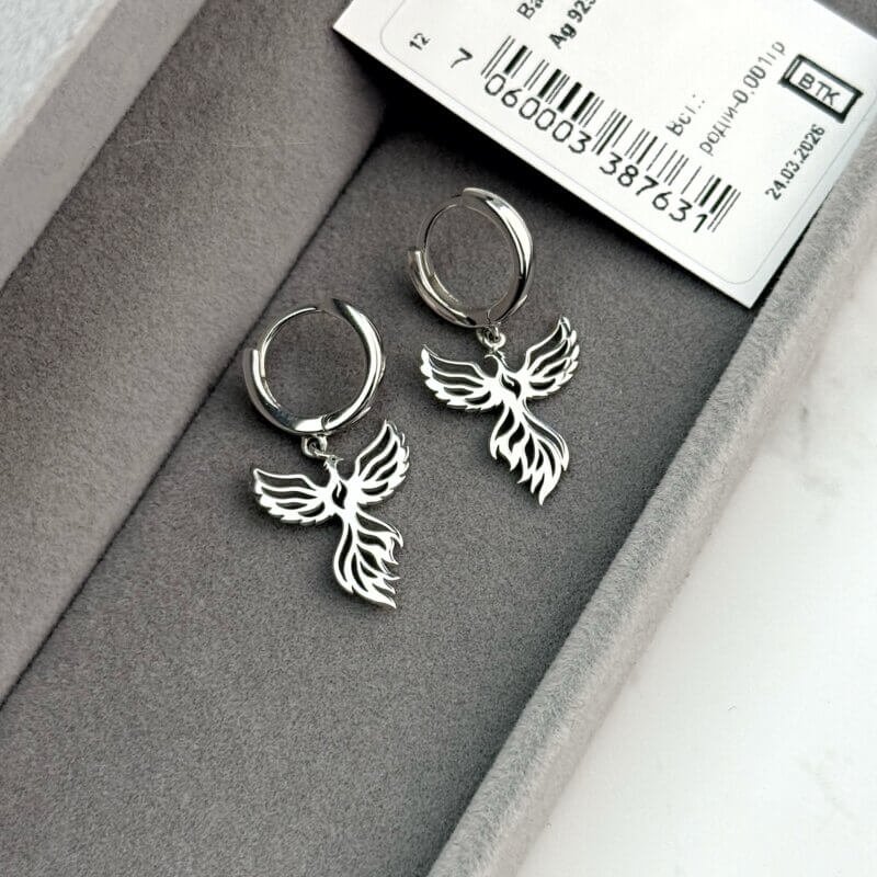 Срібні сережки Фенікс
