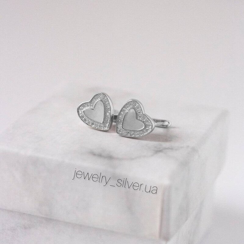 Срібні сережки з перламутром