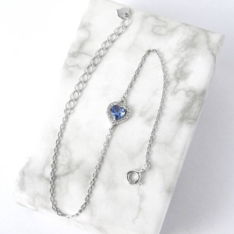 Срібний браслет з синім Серцем