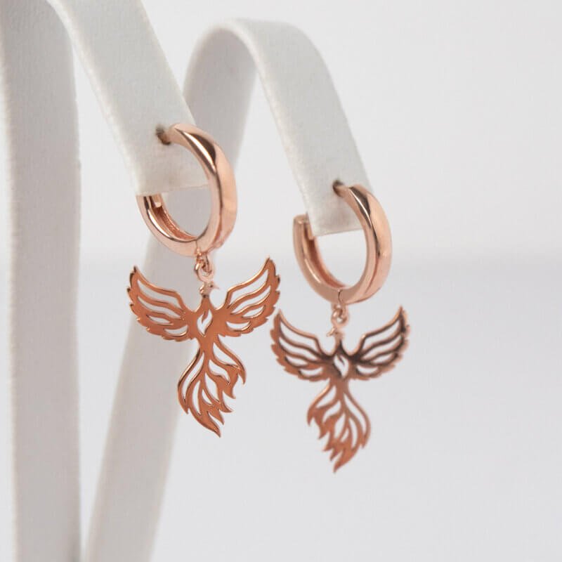 Срібні сережки Фенікс в позолоті