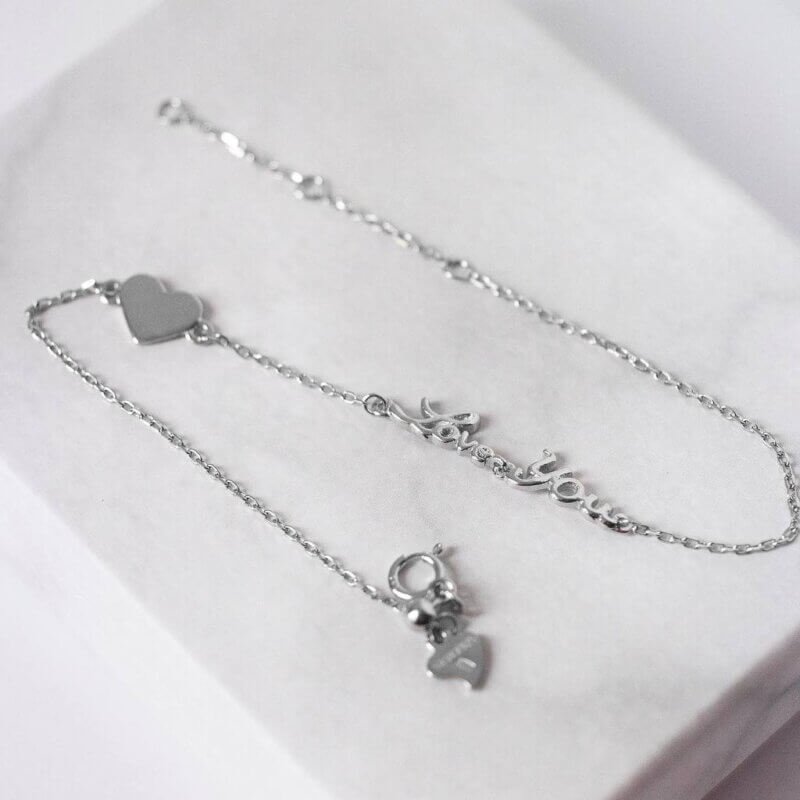 Срібний браслет love you