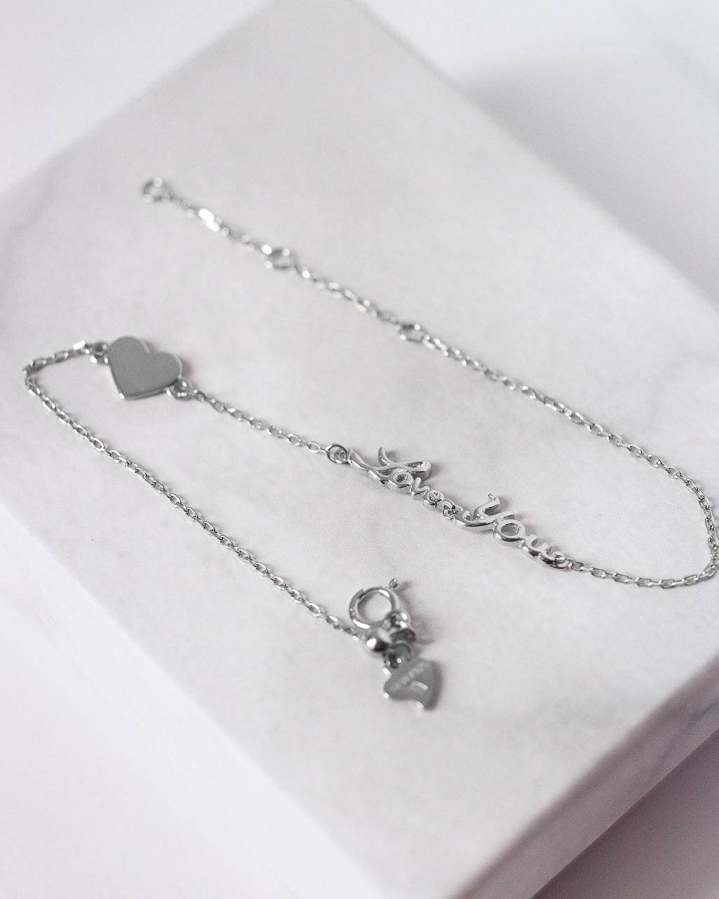 Срібний браслет love you