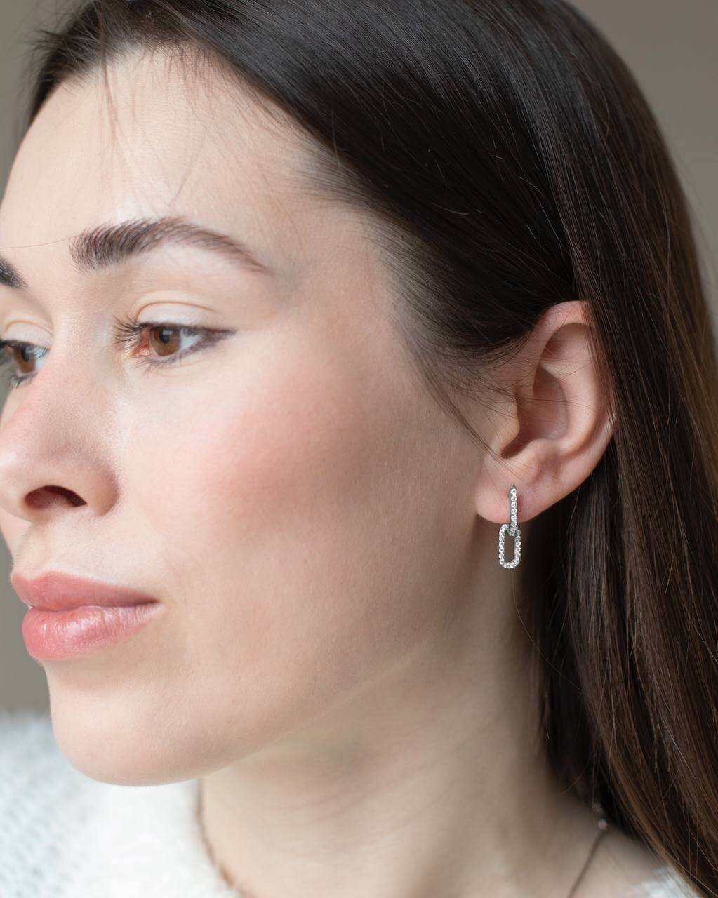 Срібні сережки Ланцюг з оригінальним переплетінням - Зображення 2