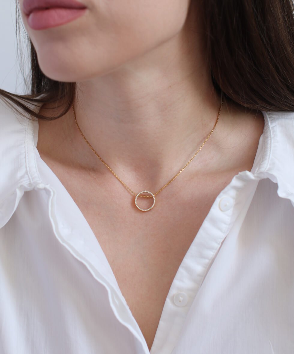 Срібне кольє в позолоті з цирконієм - Зображення 2