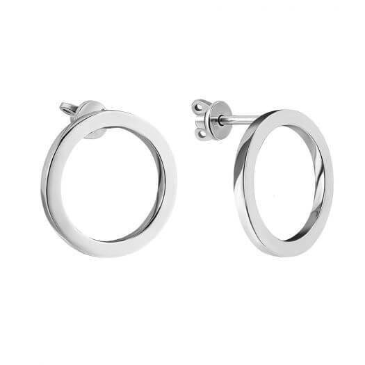 Круглі срібні сережки у геометричному стилі