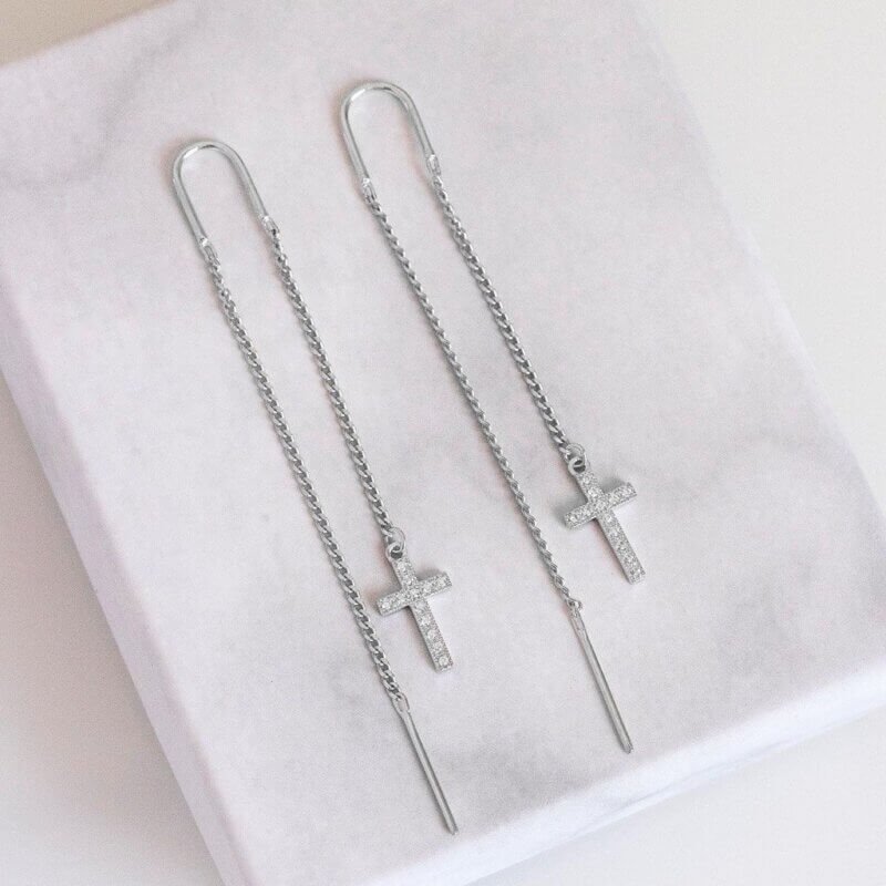 Срібні сережки Хрестики