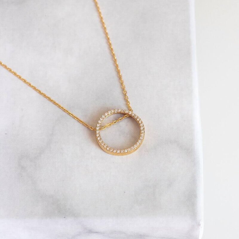 Срібне кольє в позолоті з цирконієм