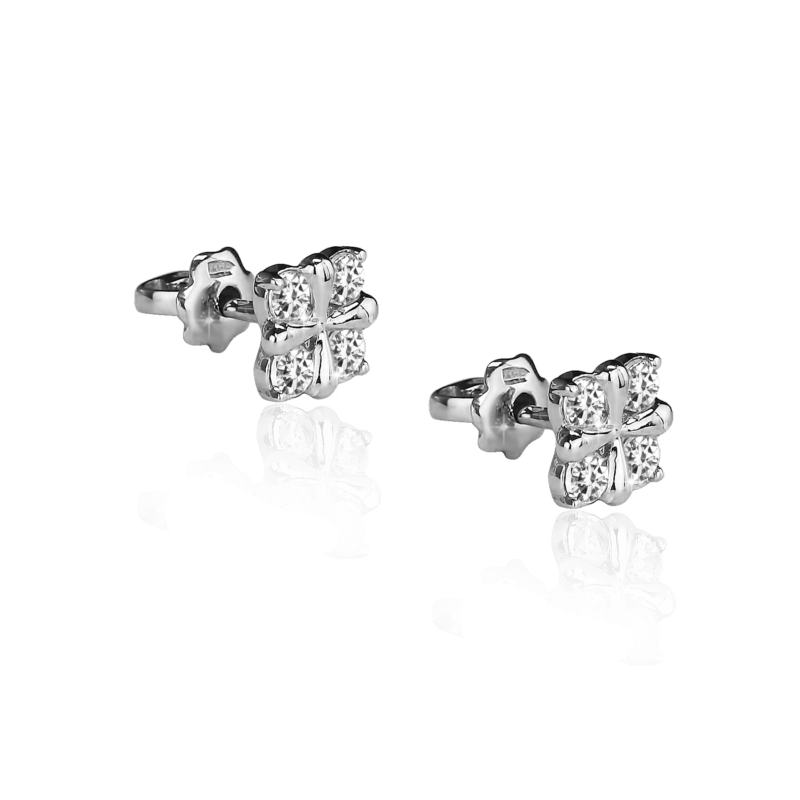 Квадратні срібні сережки з прозорим камінням
