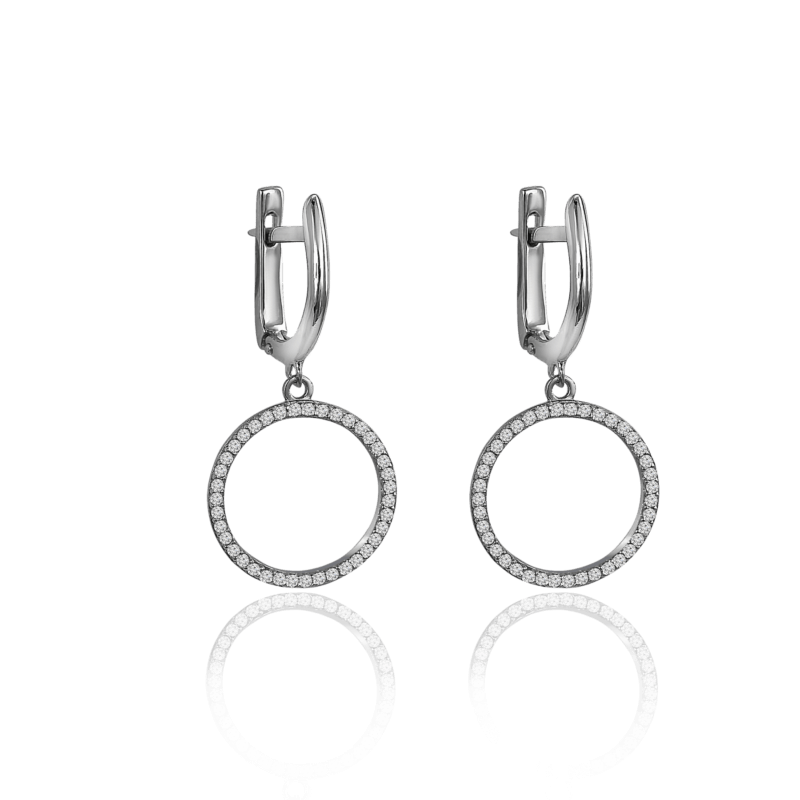 Круглі сережки з камінням у мінімалістичному стилі