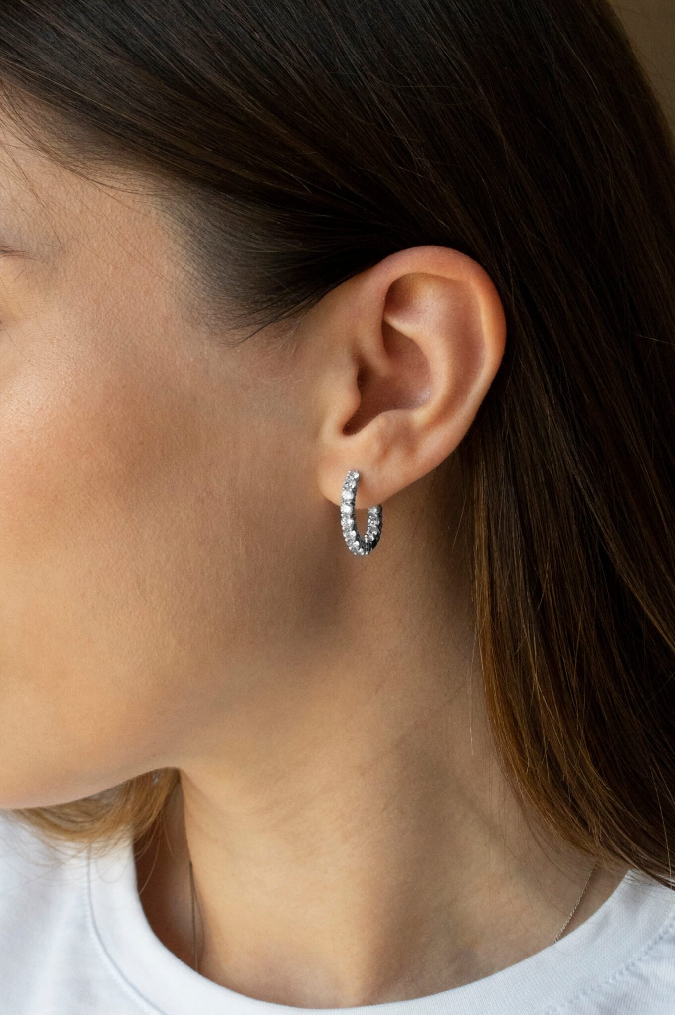 Срібні сережки кільця з камінцями - Зображення 2