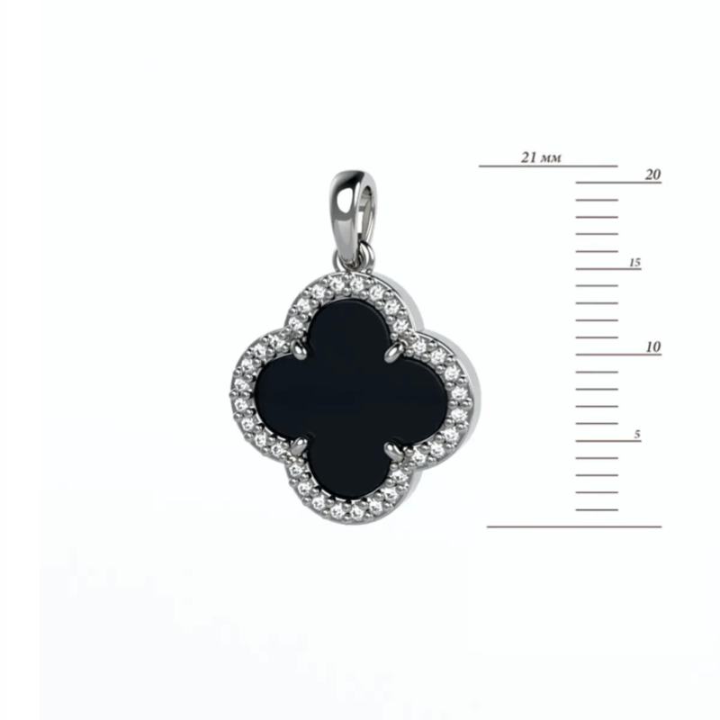 Срібний підвіс Конюшина з оніксом