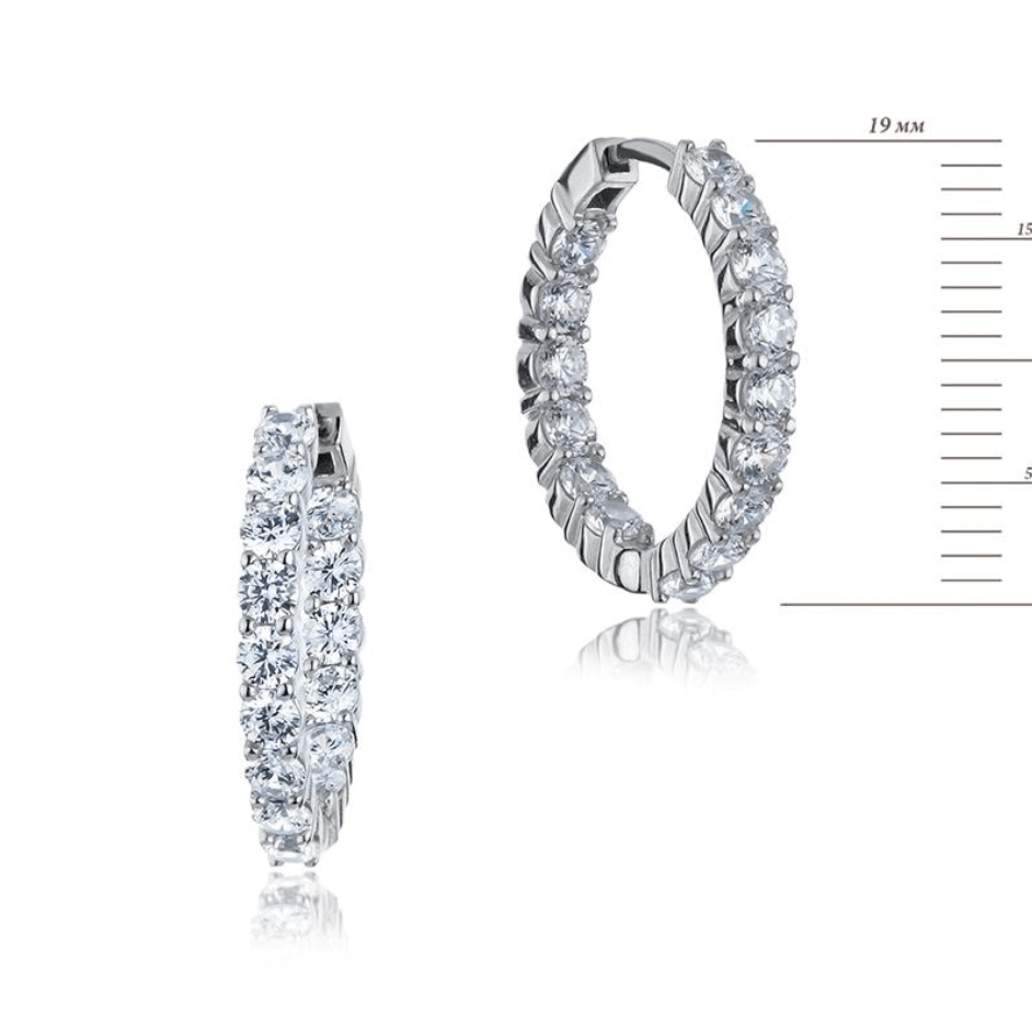 Срібні сережки кільця з камінцями