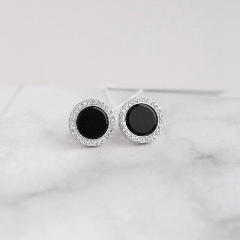Срібні сережки з чорним оніксом
