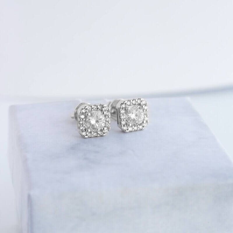 Срібні сережки пусети квадратної форми