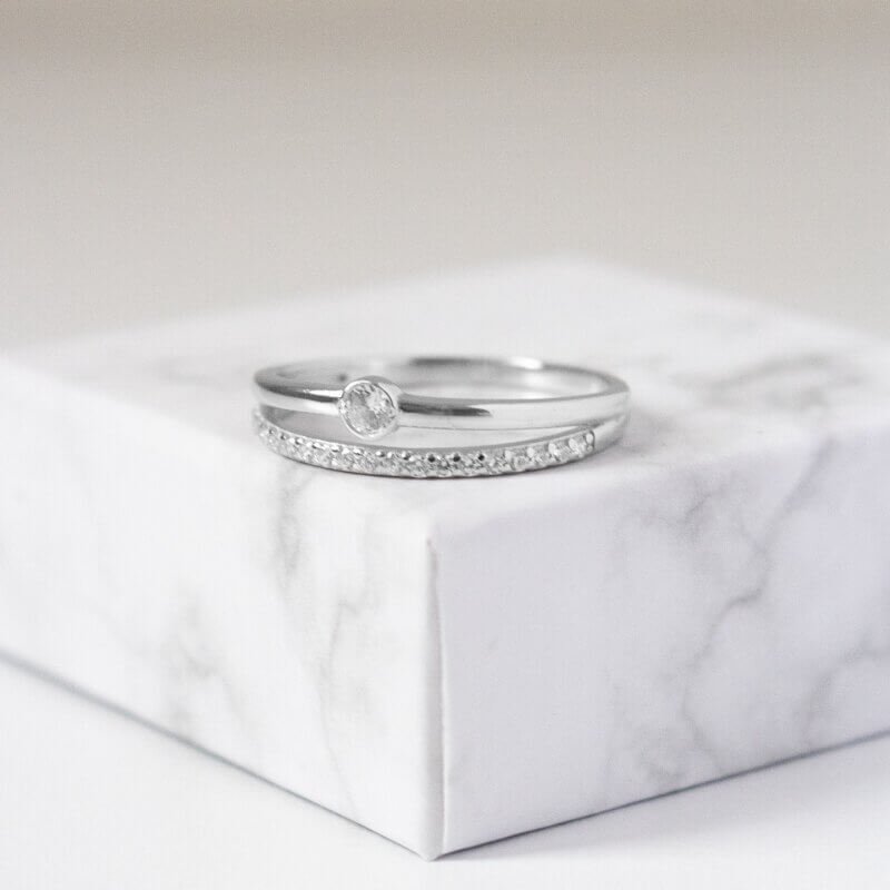 Срібна подвійна каблучка