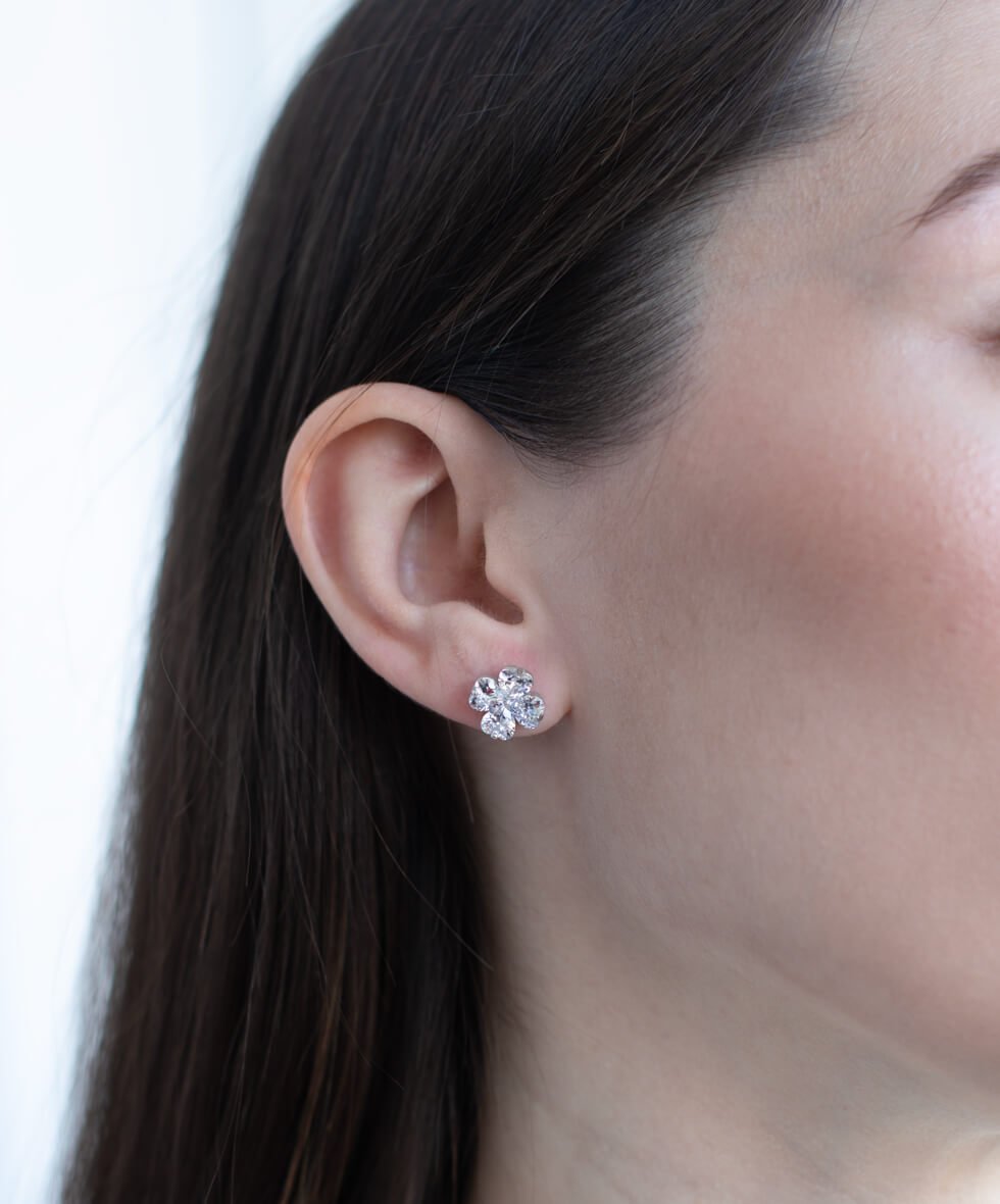 Срібні сережки у формі листка конюшини - Зображення 2