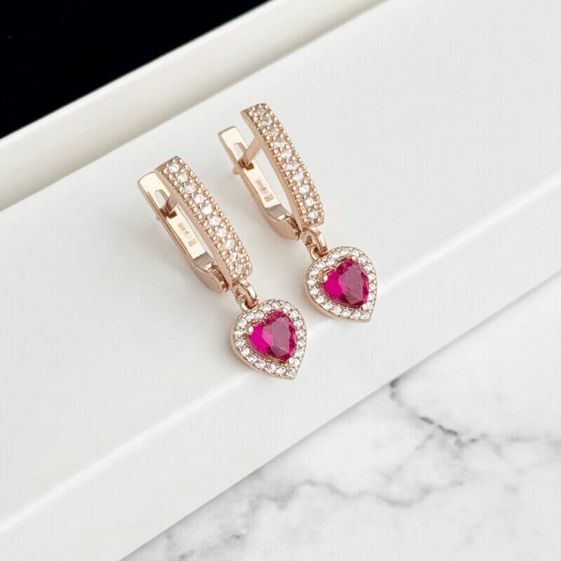 Срібні сережки Серця в позолоті