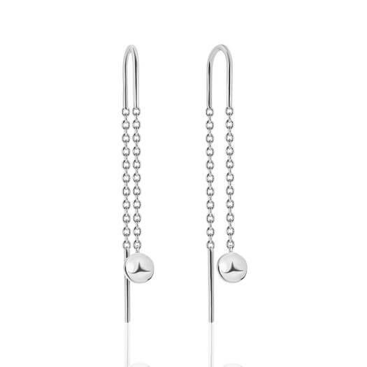 Срібні сережки-протяжки Кульки