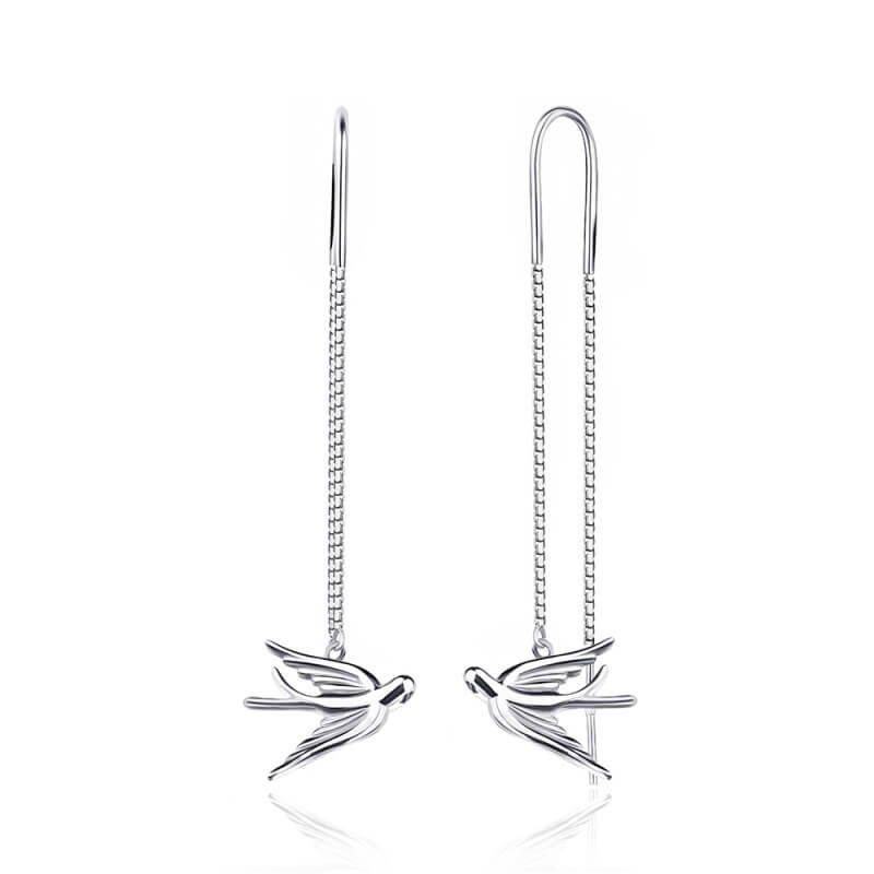 Срібні сережки протяжки Ластівки