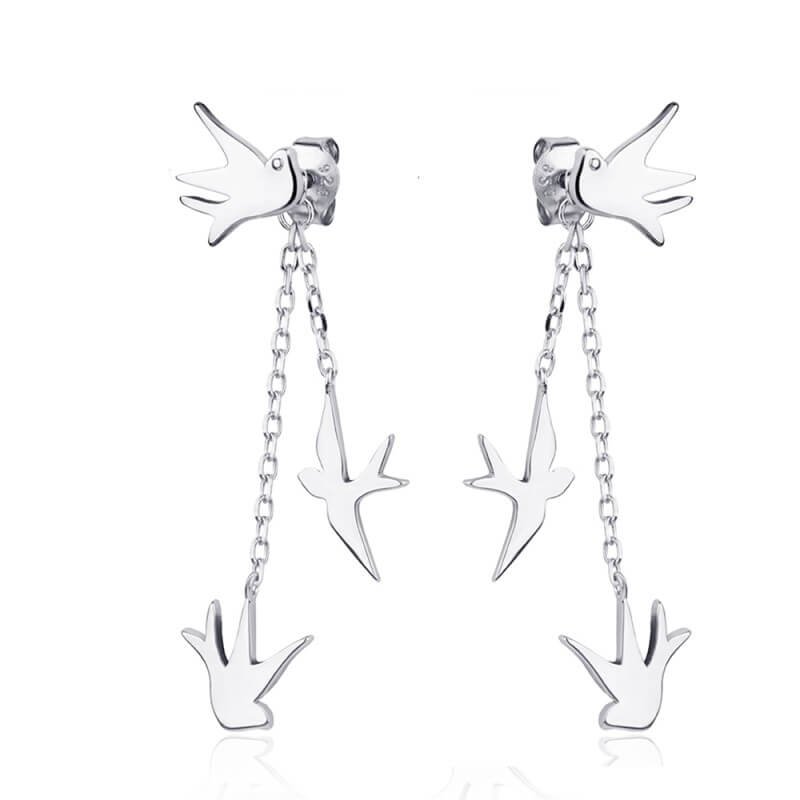 Срібні сережки Ластівки 2в1 трансформери