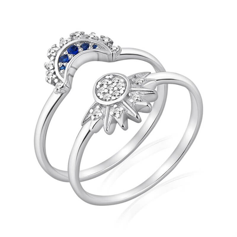 Срібна подвійна каблуча Сонце та Місяць