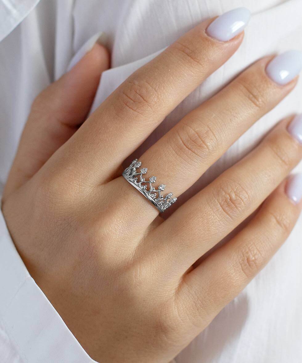 Срібна каблучка Корона