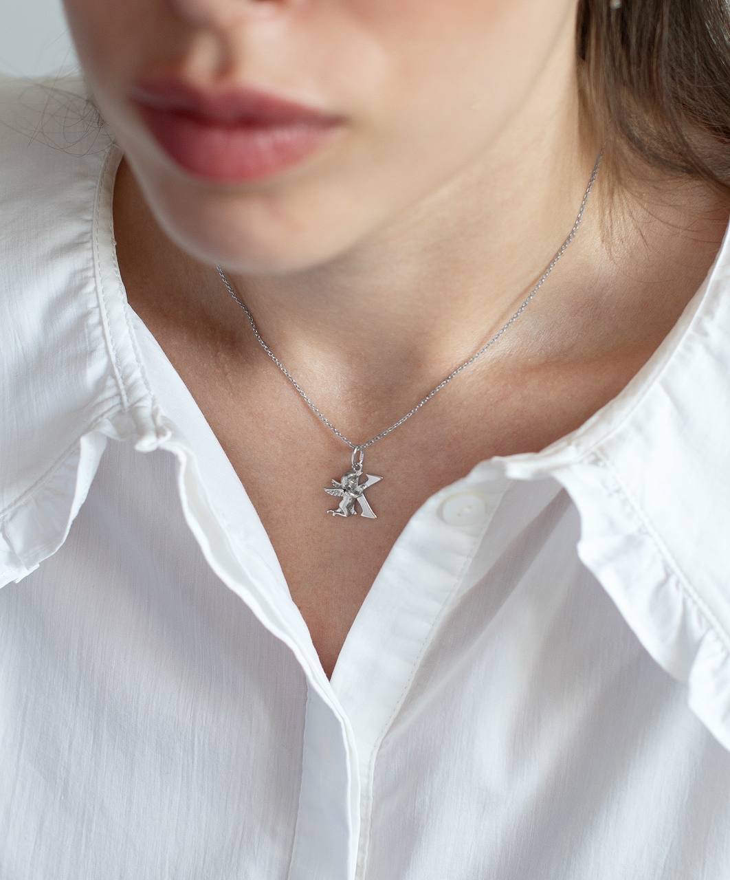 Срібний підвіс Ангел з буковю - Зображення 2