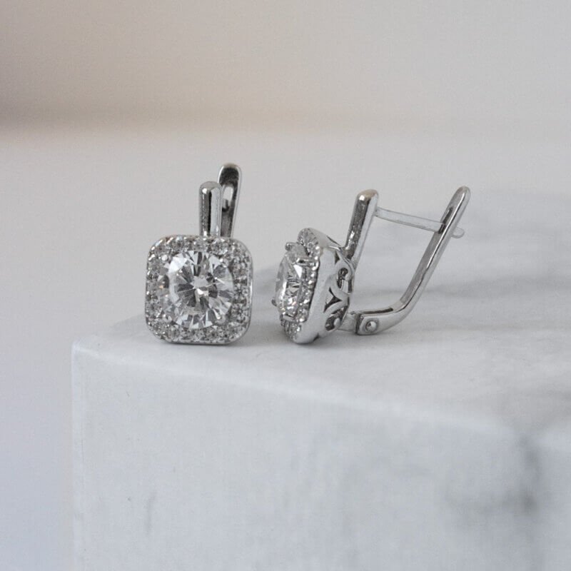 Срібні сережки квадратної форми