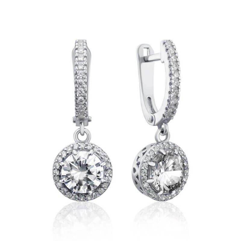 Срібні сережки Діамант